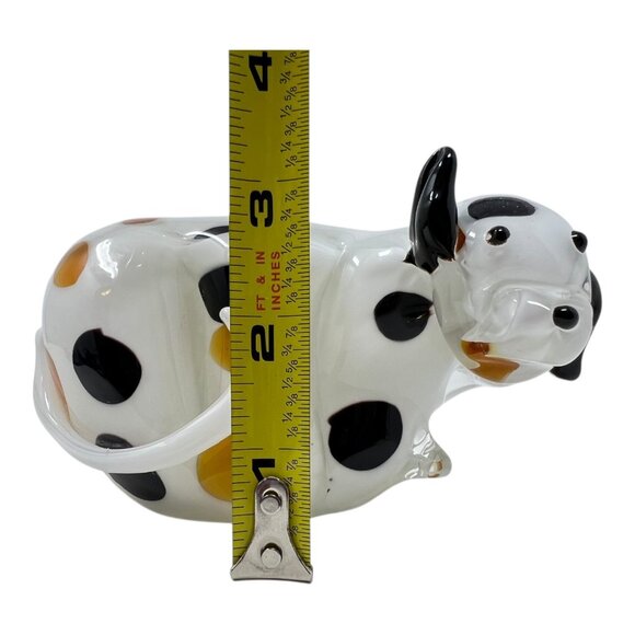 Dalmation Spotted Dog Art Glass Paperweight Figurine White Brown Black Spots - Picture 6 of 8